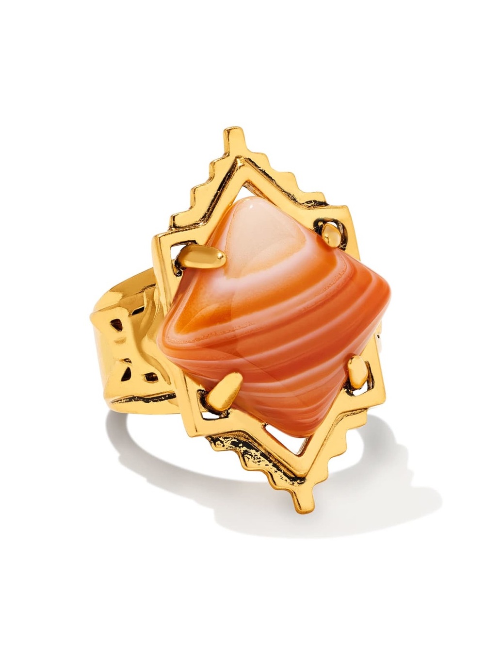 Kendra Scott Cass Cocktail Ring in Vintage Gold Orange banded agate